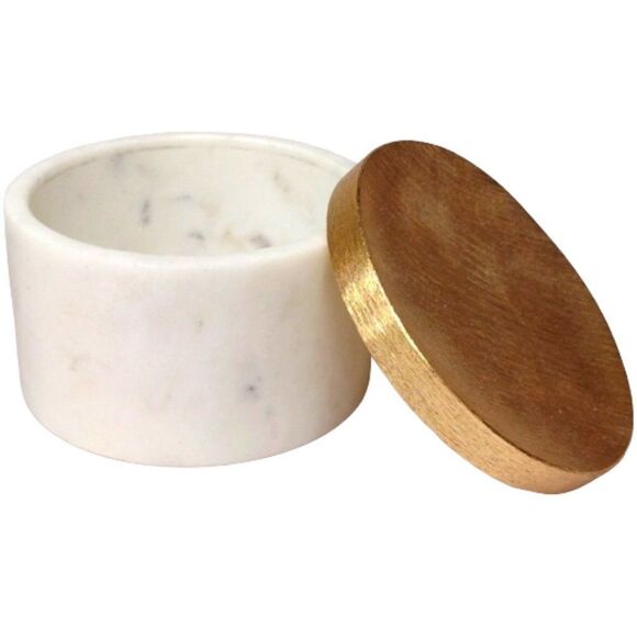 West Emory Marble Gold Lidded Trinket Vanity Jar Pot - Picture 2 of 7